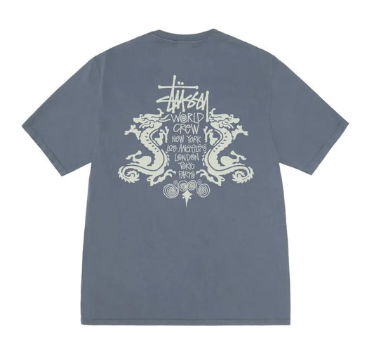 Stussy Double Dragon Pigment Dyed Tee  Navy